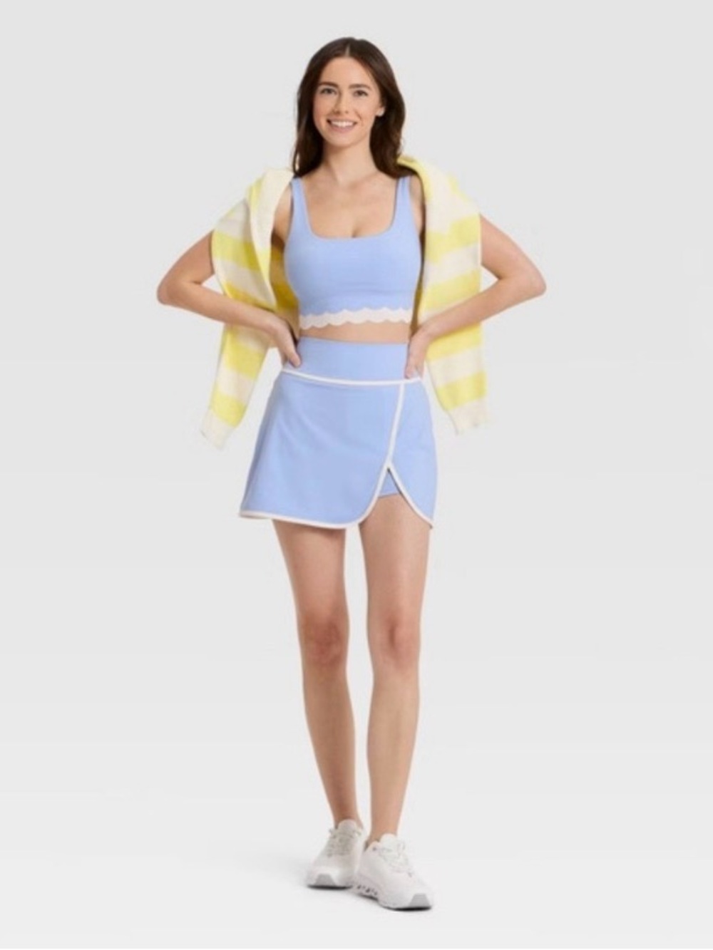 JoyLab Periwinkle Piped High-Rise Skort
